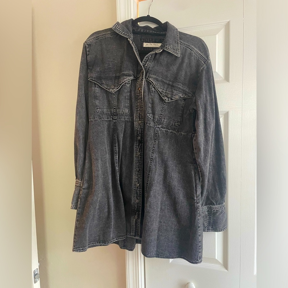 Free People Black Denim Mini Dress